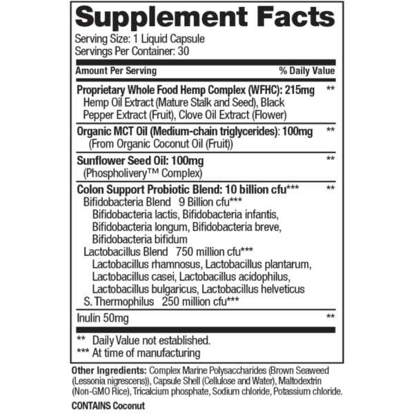 HempFusion Digestive Hemp Extract Supplement Facts